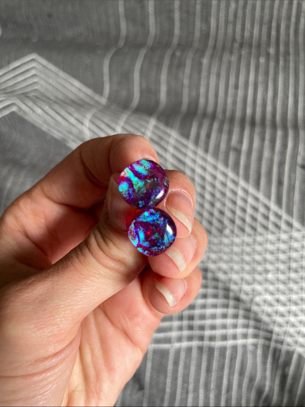 Lot of 4 Pairs of Dichroic Glass Stud Earrings - Picture 2 of 6